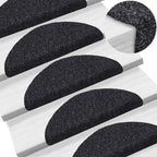 Stair Mats Self-adhesive 20 pcs 56x17x3 cm Black Half Round