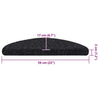 Stair Mats Self-adhesive 20 pcs 56x17x3 cm Black Half Round