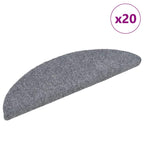 Stair Mats Self-adhesive 20 pcs 56x17x3 cm Light Grey Half Round