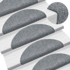 Stair Mats Self-adhesive 20 pcs 56x17x3 cm Light Grey Half Round
