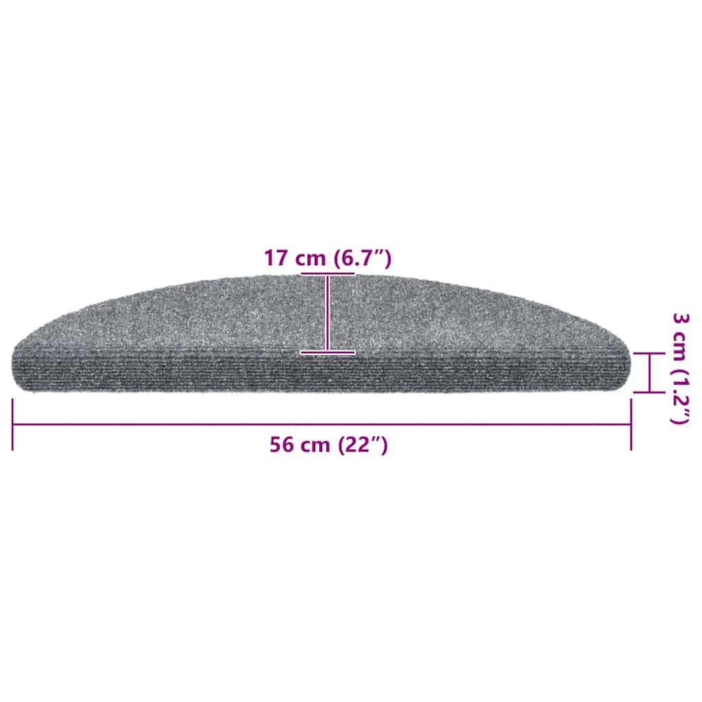 Stair Mats Self-adhesive 20 pcs 56x17x3 cm Light Grey Half Round