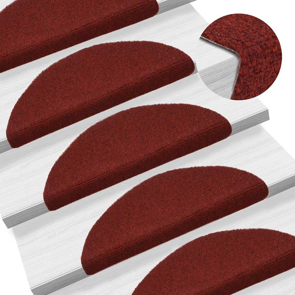 Stair Mats Self-adhesive 20 pcs 56x17x3 cm Bordeaux Red Half Round