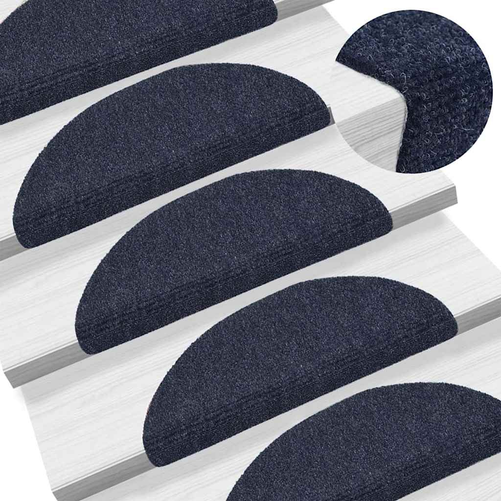Stair Mats Self-adhesive 20 pcs 56x17x3 cm Blue Half Round
