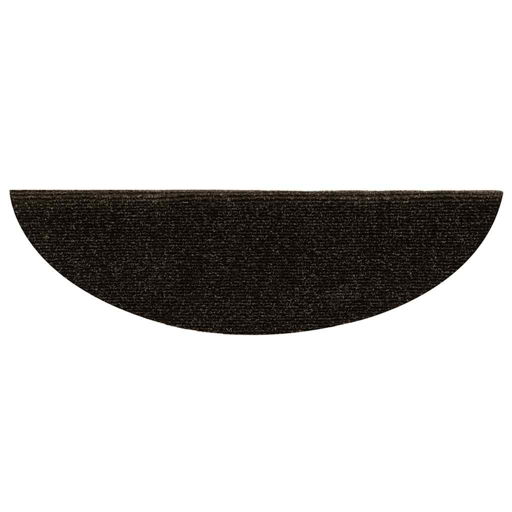 Stair Mats Self-adhesive 20 pcs 56x17x3 cm Dark Brown Half Round
