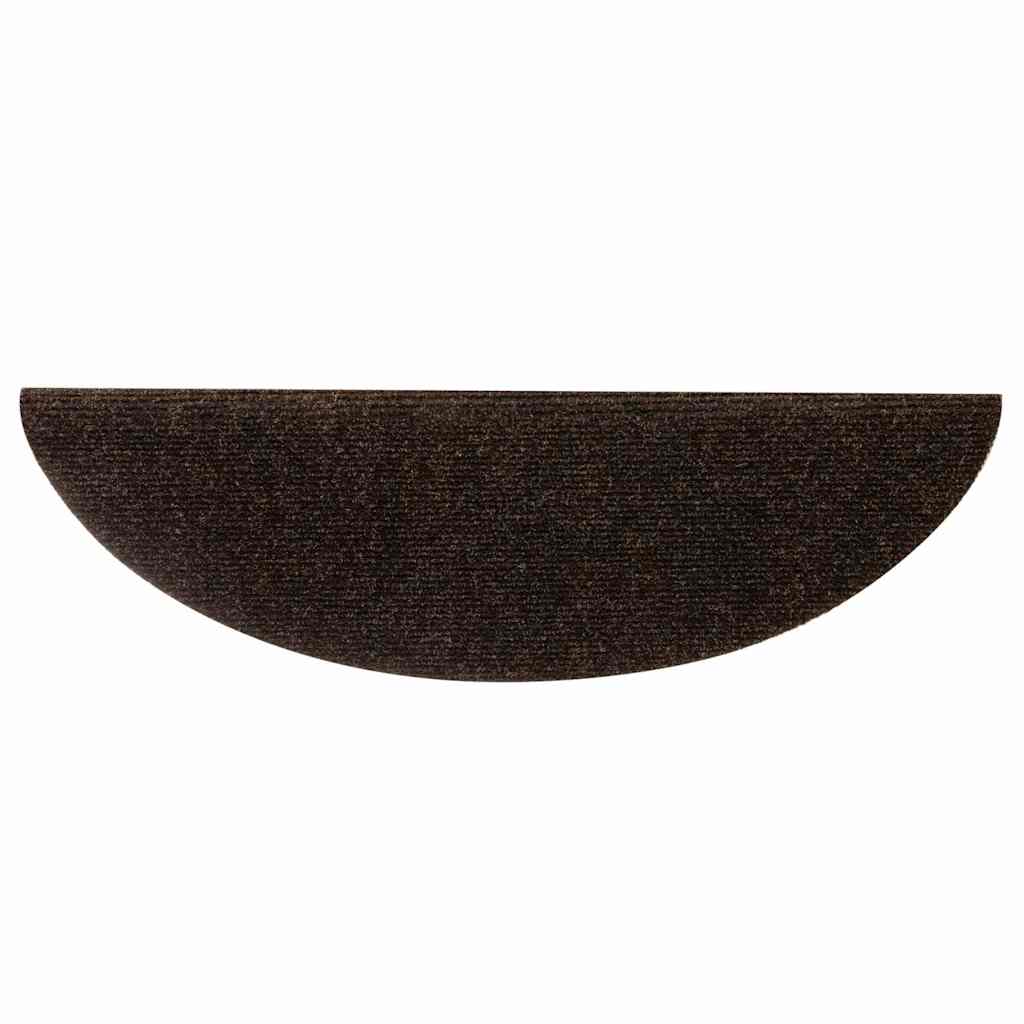Stair Mats Self-adhesive 20 pcs 56x17x3 cm Brown Half Round