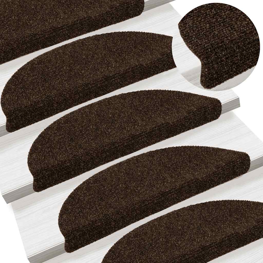 Stair Mats Self-adhesive 20 pcs 56x17x3 cm Brown Half Round