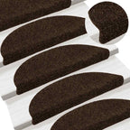 Stair Mats Self-adhesive 20 pcs 56x17x3 cm Brown Half Round