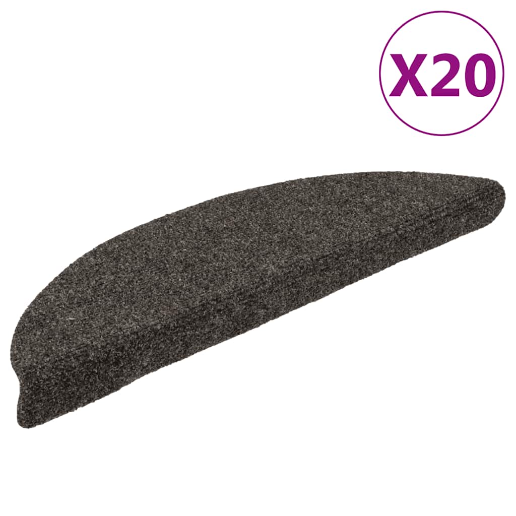 Stair Mats Self-adhesive 20 pcs 56x17x3 cm Anthracite Half Round