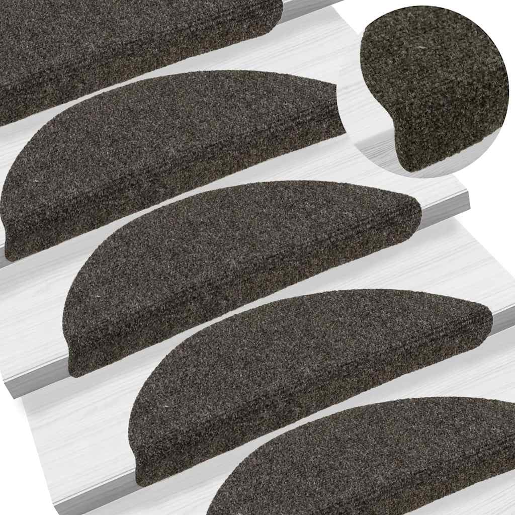 Stair Mats Self-adhesive 20 pcs 56x17x3 cm Anthracite Half Round