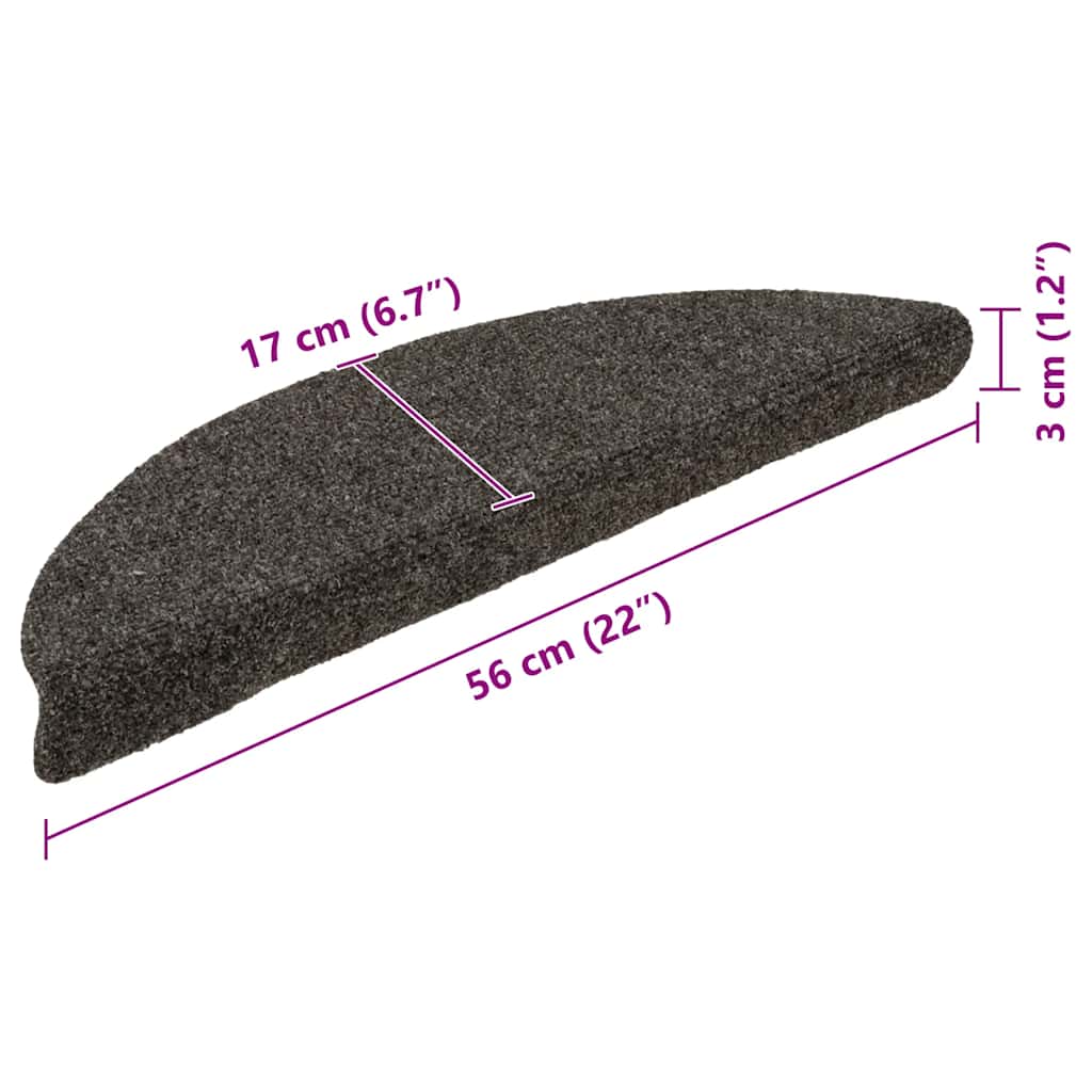 Stair Mats Self-adhesive 20 pcs 56x17x3 cm Anthracite Half Round