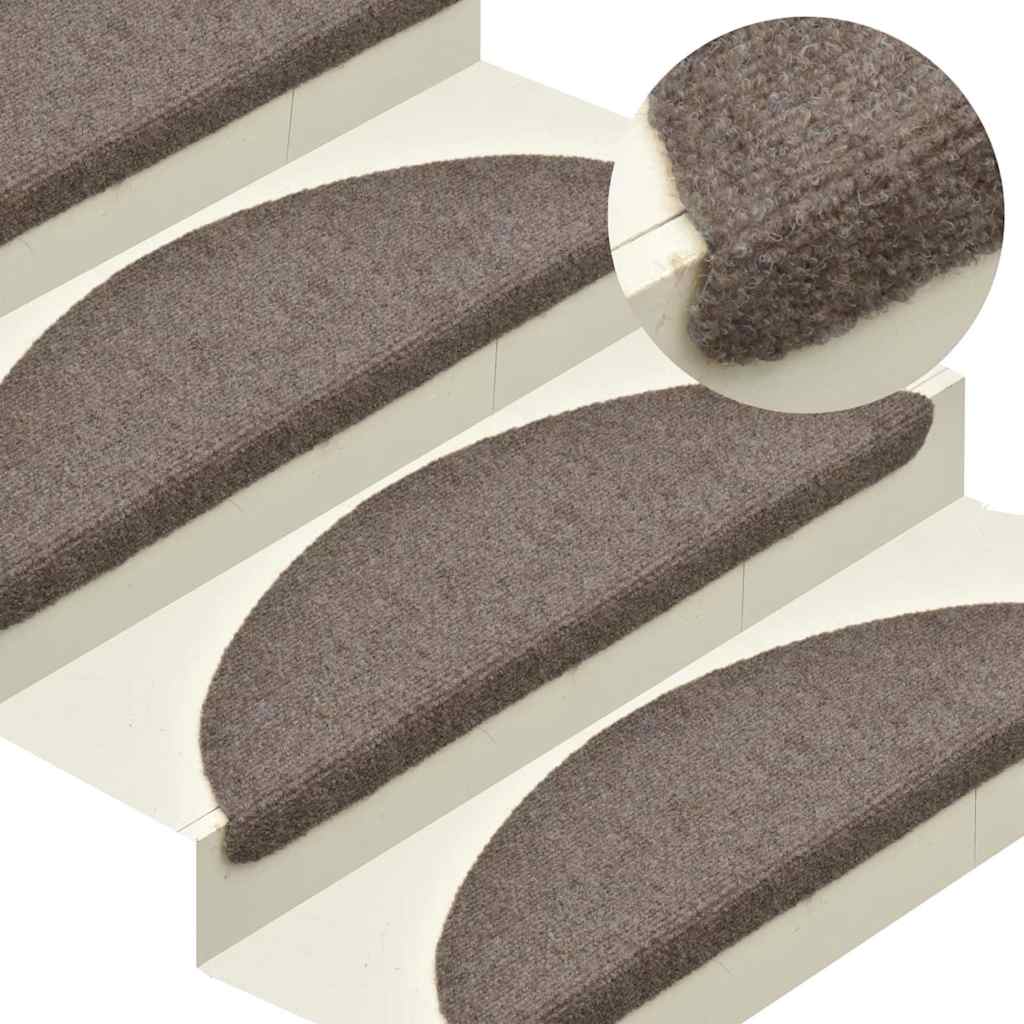 Stair Mats Self-adhesive 20 pcs 56x17x3 cm Beige Half Round