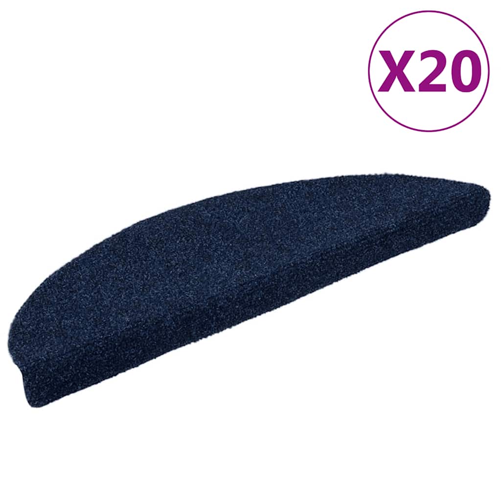 Stair Mats Self-adhesive 20 pcs 56x17x3 cm Navy Half Round