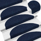 Stair Mats Self-adhesive 20 pcs 56x17x3 cm Navy Half Round