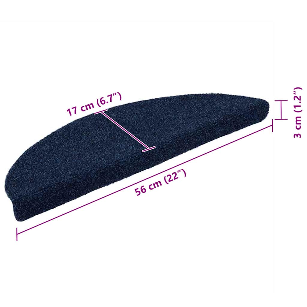Stair Mats Self-adhesive 20 pcs 56x17x3 cm Navy Half Round