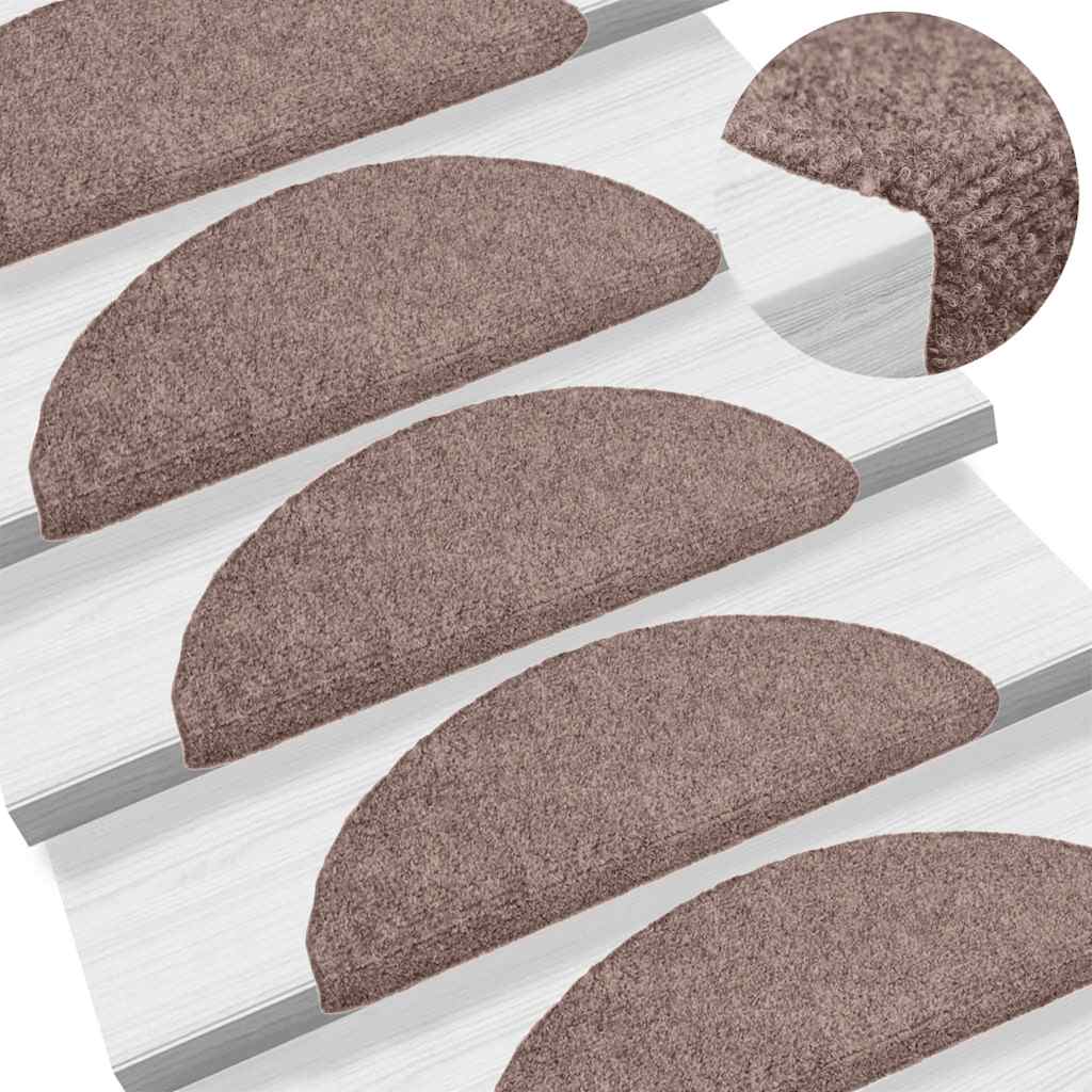 Stair Mats Self-adhesive 30 pcs 56x17x3 cm Light Brown Half Round