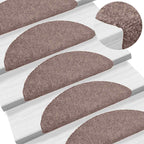 Stair Mats Self-adhesive 30 pcs 56x17x3 cm Light Brown Half Round