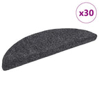 Stair Mats Self-adhesive 30 pcs 56x17x3 cm Dark Grey Half Round