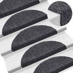 Stair Mats Self-adhesive 30 pcs 56x17x3 cm Dark Grey Half Round