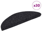 Stair Mats Self-adhesive 30 pcs 56x17x3 cm Black Half Round
