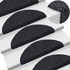 Stair Mats Self-adhesive 30 pcs 56x17x3 cm Black Half Round