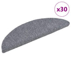 Stair Mats Self-adhesive 30 pcs 56x17x3 cm Light Grey Half Round