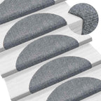 Stair Mats Self-adhesive 30 pcs 56x17x3 cm Light Grey Half Round