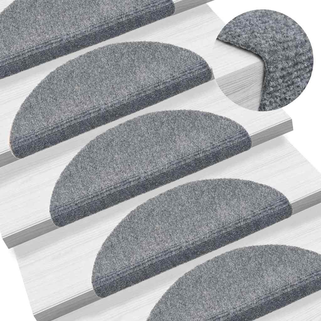 Stair Mats Self-adhesive 30 pcs 56x17x3 cm Light Grey Half Round