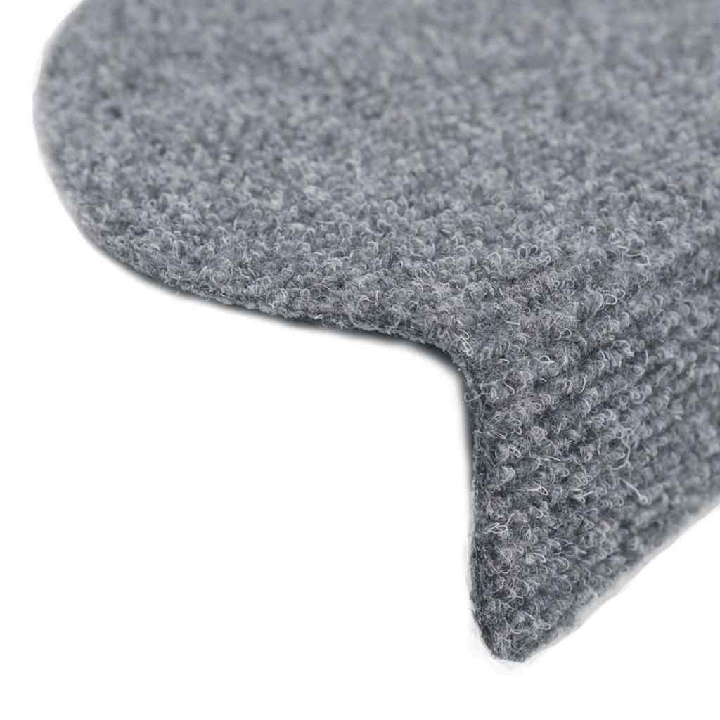 Stair Mats Self-adhesive 30 pcs 56x17x3 cm Light Grey Half Round