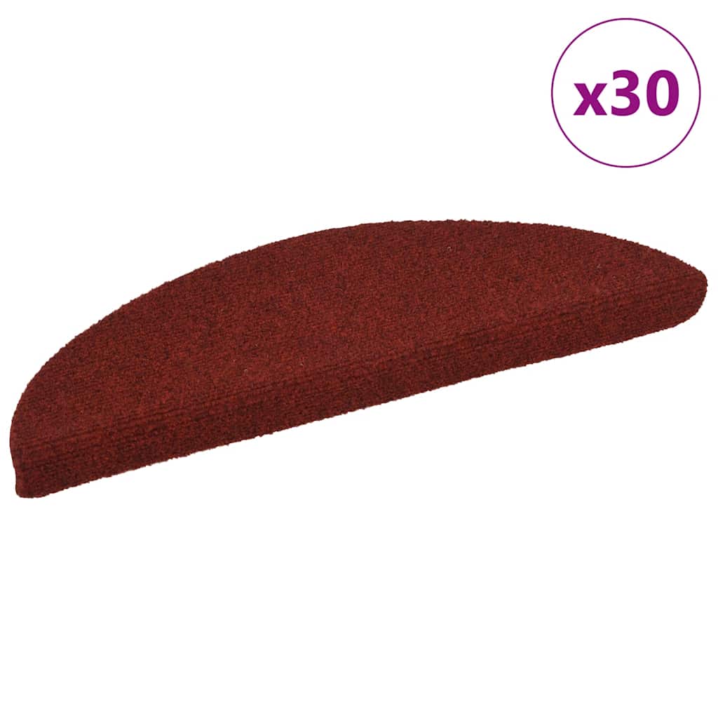 Stair Mats Self-adhesive 30 pcs 56x17x3 cm Bordeaux Red Half Round