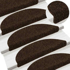 Stair Mats Self-adhesive 30 pcs 56x17x3 cm Brown Half Round