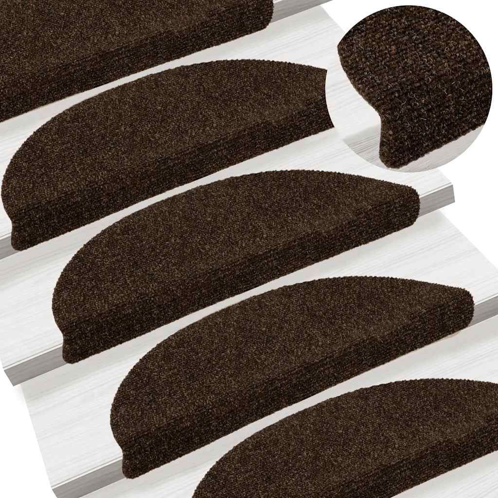 Stair Mats Self-adhesive 30 pcs 56x17x3 cm Brown Half Round