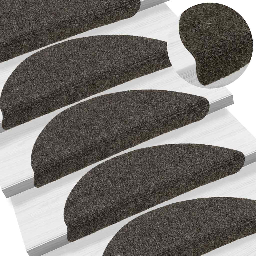 Stair Mats Self-adhesive 30 pcs 56x17x3 cm Anthracite Half Round