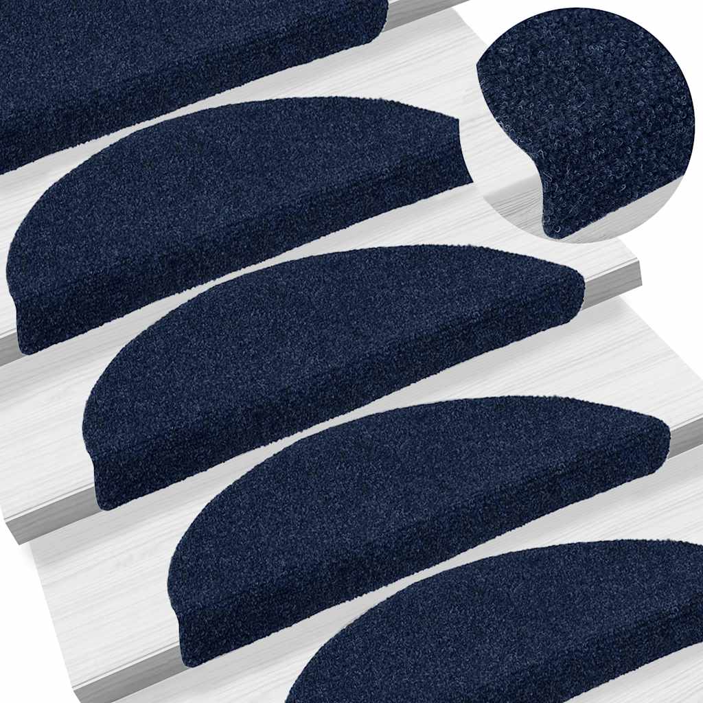 Stair Mats Self-adhesive 30 pcs 56x17x3 cm Navy Half Round