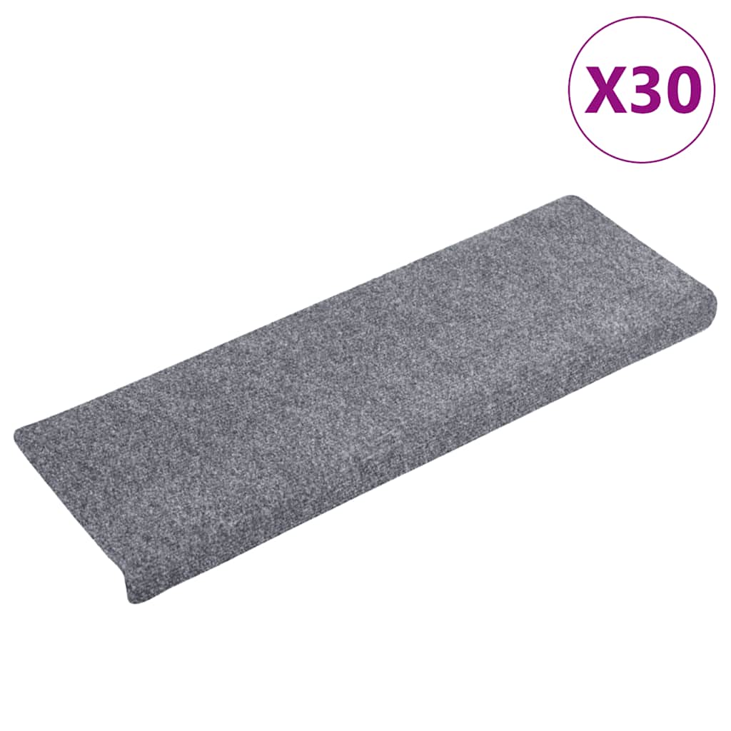 Stair Mats Self-adhesive 30 pcs 65x21x4 cm Light Grey Rectangular Edge