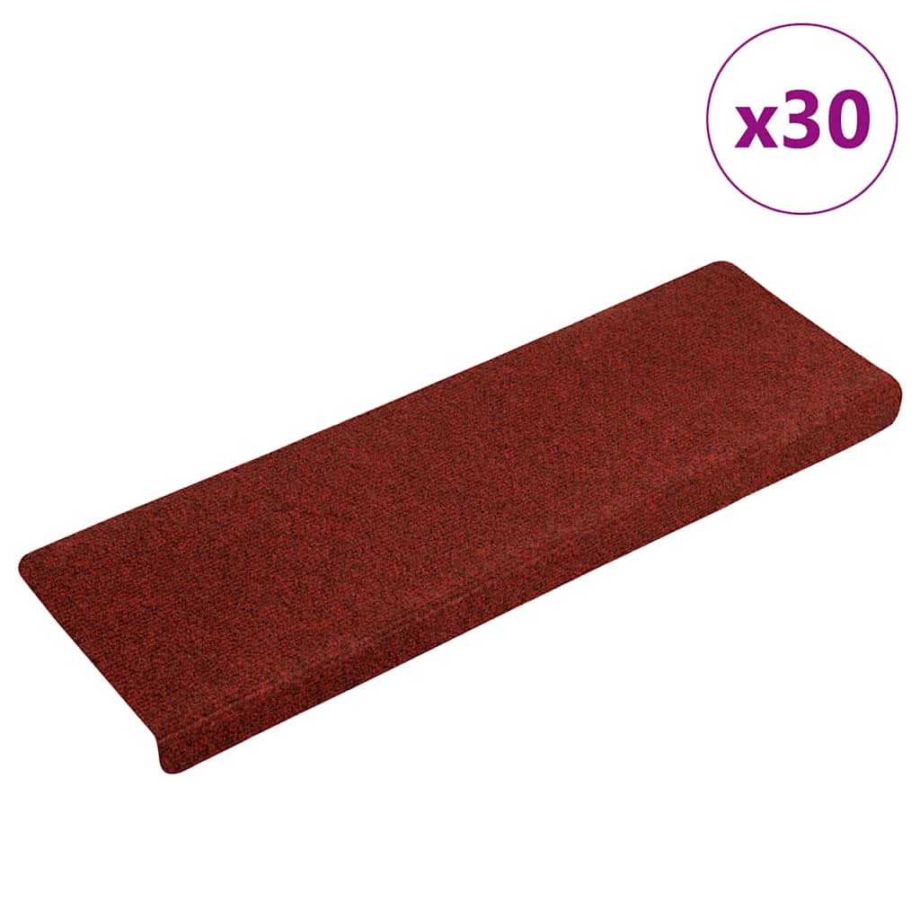 Stair Mats Self-adhesive 30 pcs 65x21x4 cm Bordeaux Red Rectangular Edge
