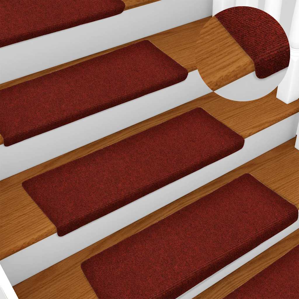 Stair Mats Self-adhesive 30 pcs 65x21x4 cm Bordeaux Red Rectangular Edge