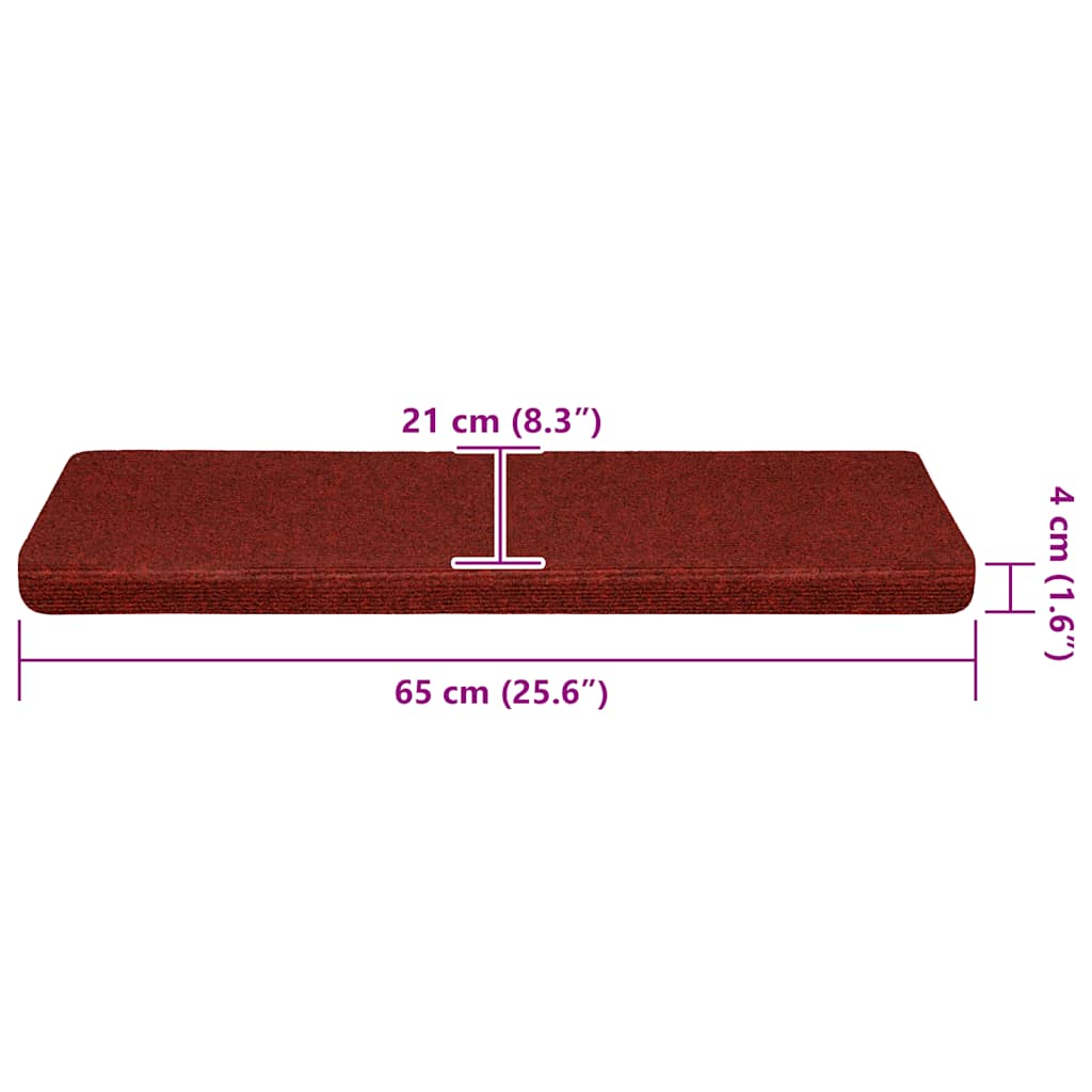 Stair Mats Self-adhesive 30 pcs 65x21x4 cm Bordeaux Red Rectangular Edge