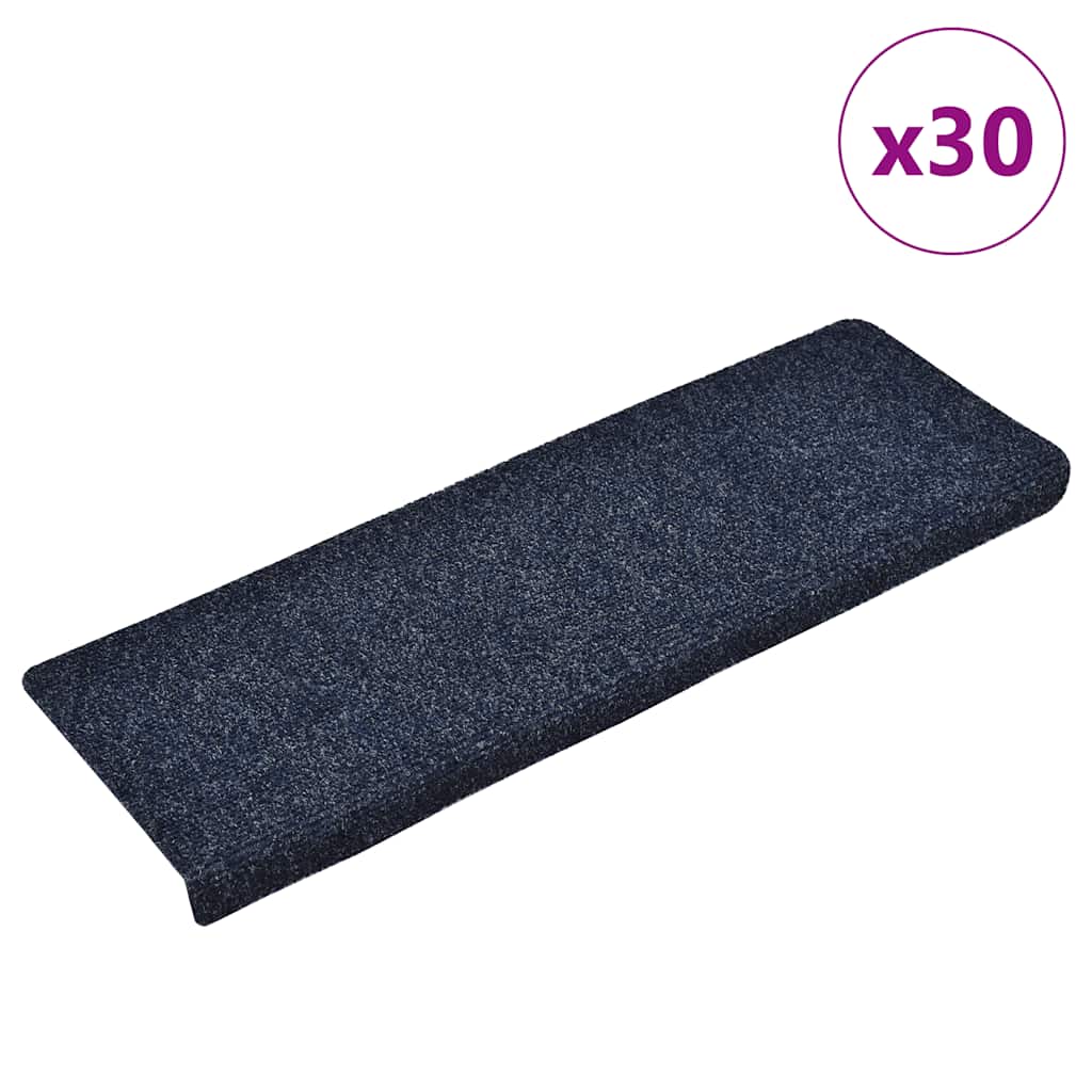 Stair Mats Self-adhesive 30 pcs 65x21x4 cm Blue Rectangular Edge