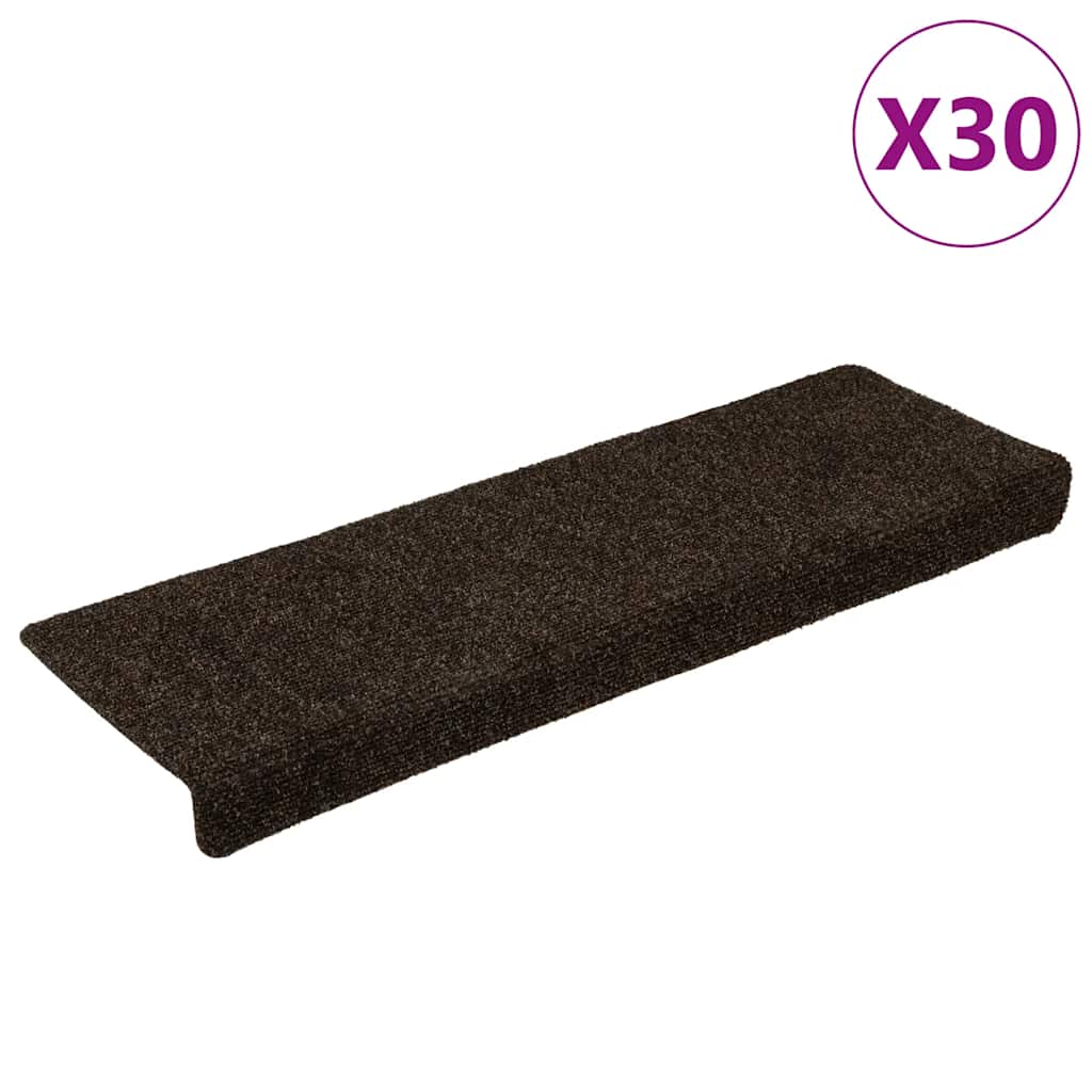 Stair Mats Self-adhesive 30 pcs 65x21x4 cm Dark Brown Rectangular Edge