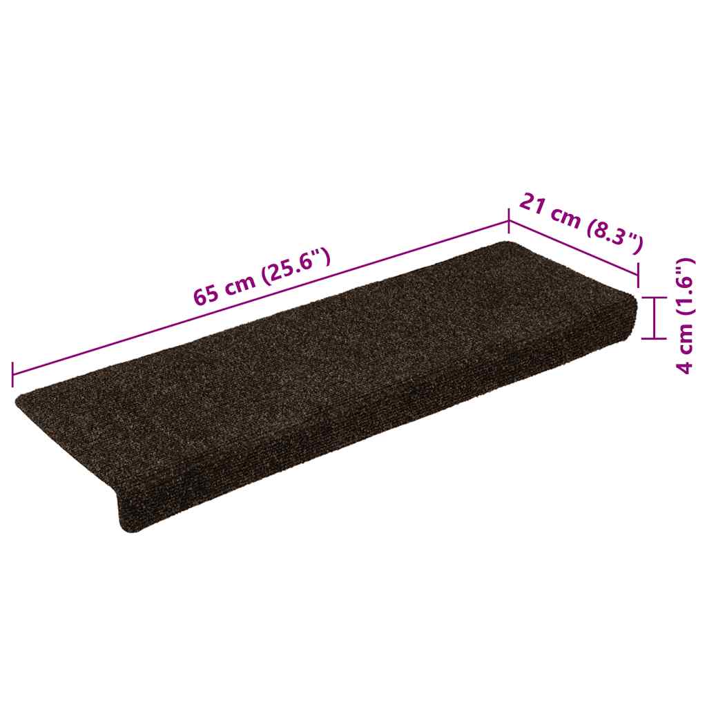 Stair Mats Self-adhesive 30 pcs 65x21x4 cm Dark Brown Rectangular Edge