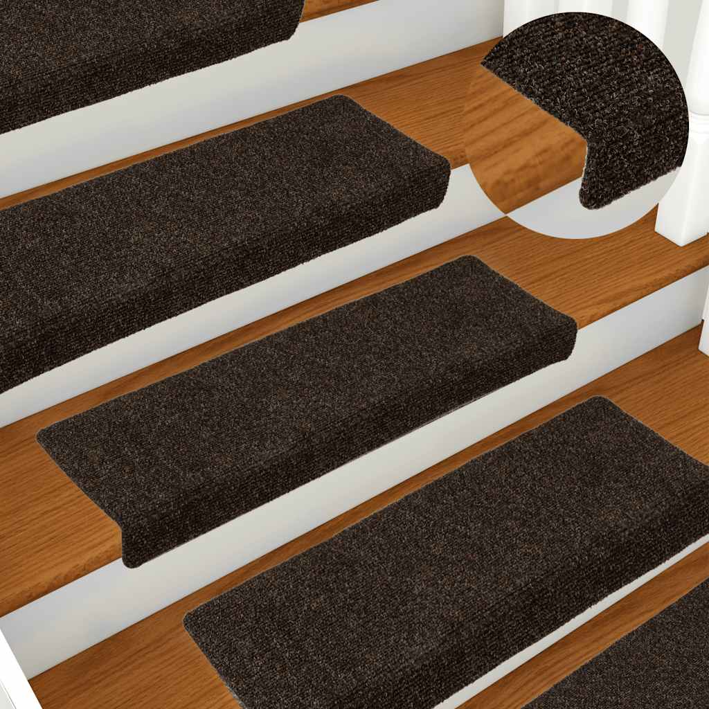 Stair Mats Self-adhesive 30 pcs 65x21x4 cm Dark Brown Rectangular Edge