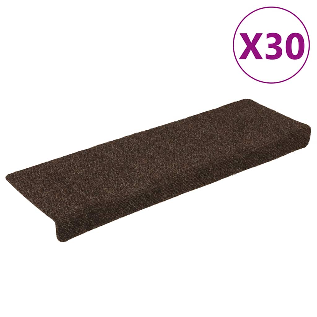 Stair Mats Self-adhesive 30 pcs 65x21x4 cm Brown Rectangular Edge