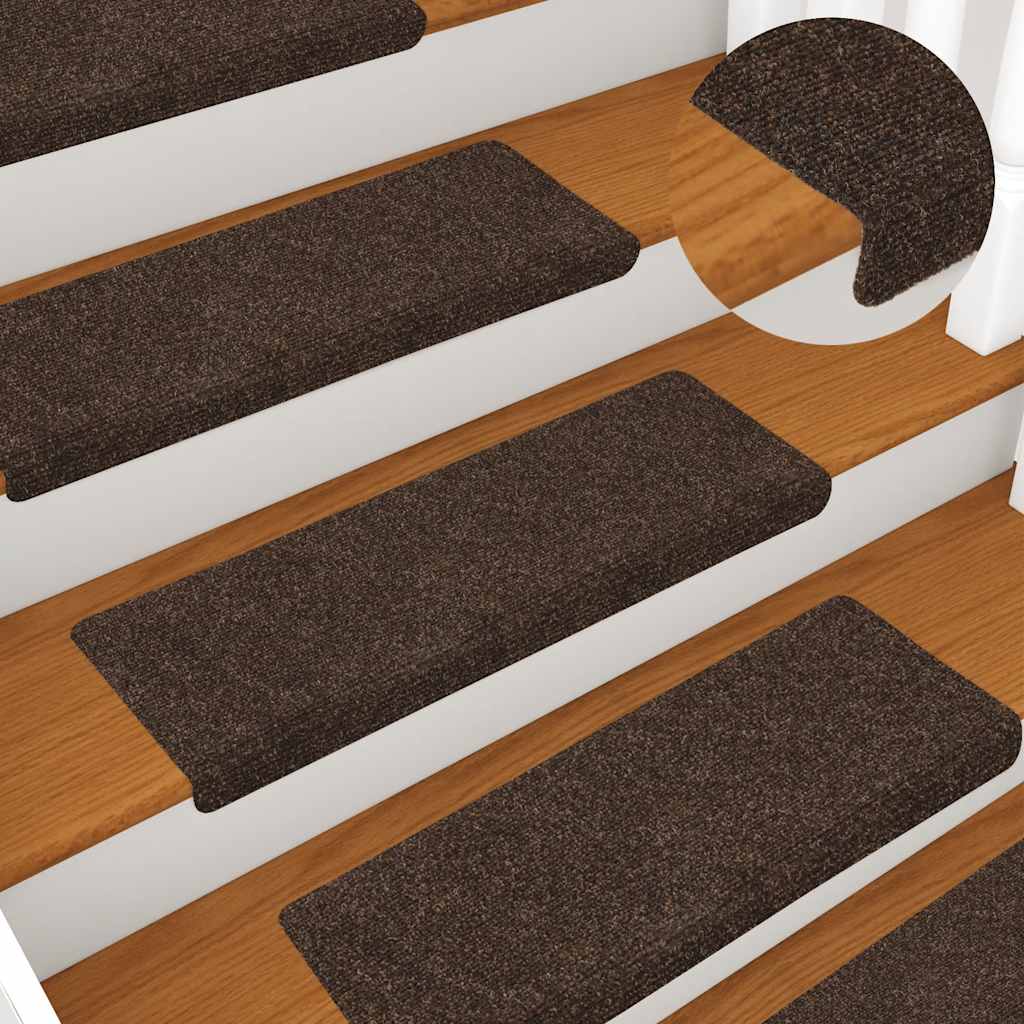 Stair Mats Self-adhesive 30 pcs 65x21x4 cm Brown Rectangular Edge