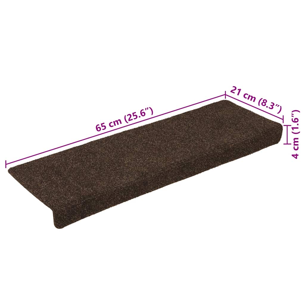 Stair Mats Self-adhesive 30 pcs 65x21x4 cm Brown Rectangular Edge