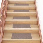 Stair Mats Self-adhesive 30 pcs 60x25 cm Light Brown Rectangular