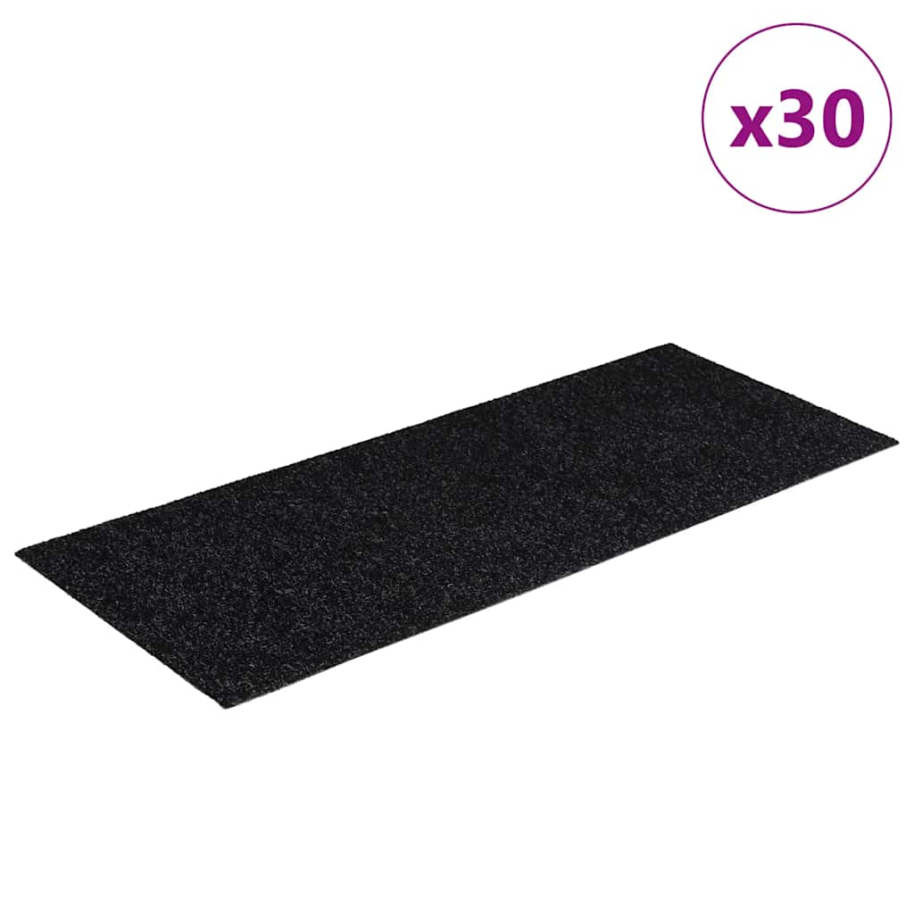 Stair Mats Self-adhesive 30 pcs 60x25 cm Black Rectangular