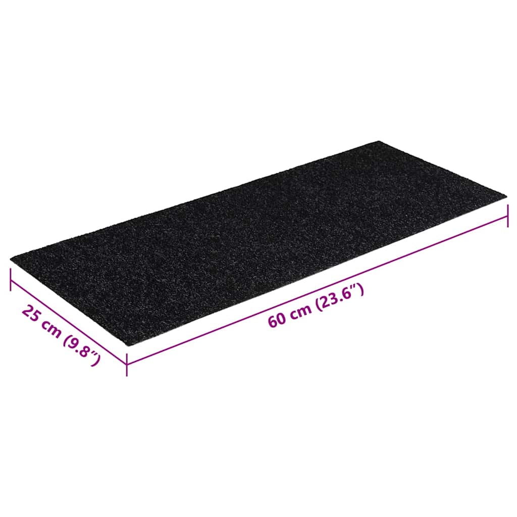 Stair Mats Self-adhesive 30 pcs 60x25 cm Black Rectangular