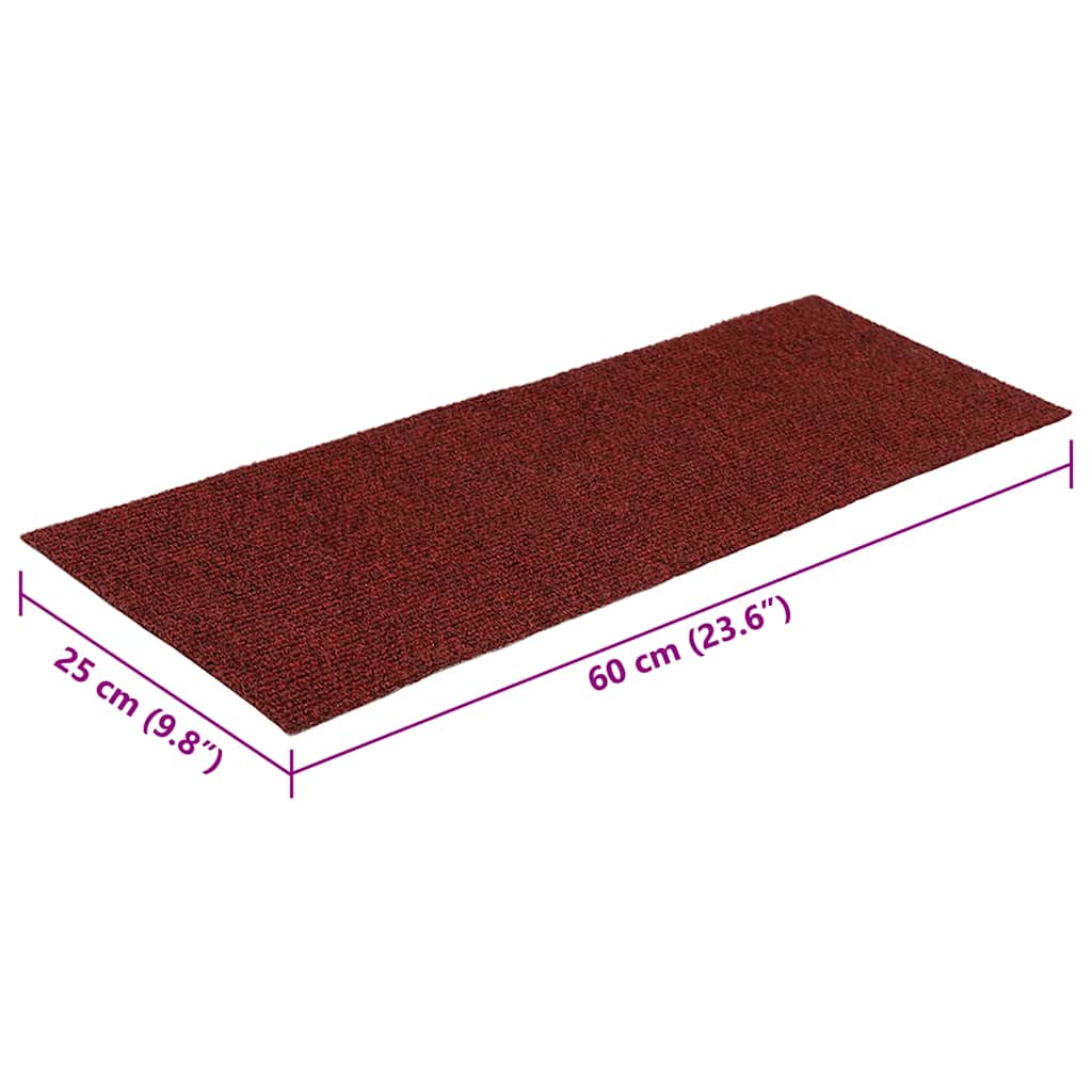 Stair Mats Self-adhesive 30 pcs 60x25 cm Bordeaux Red Rectangular