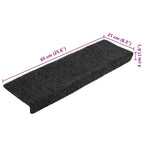 Stair Mats Self-adhesive 20 pcs 65x21x4 cm Grey Rectangular Edge