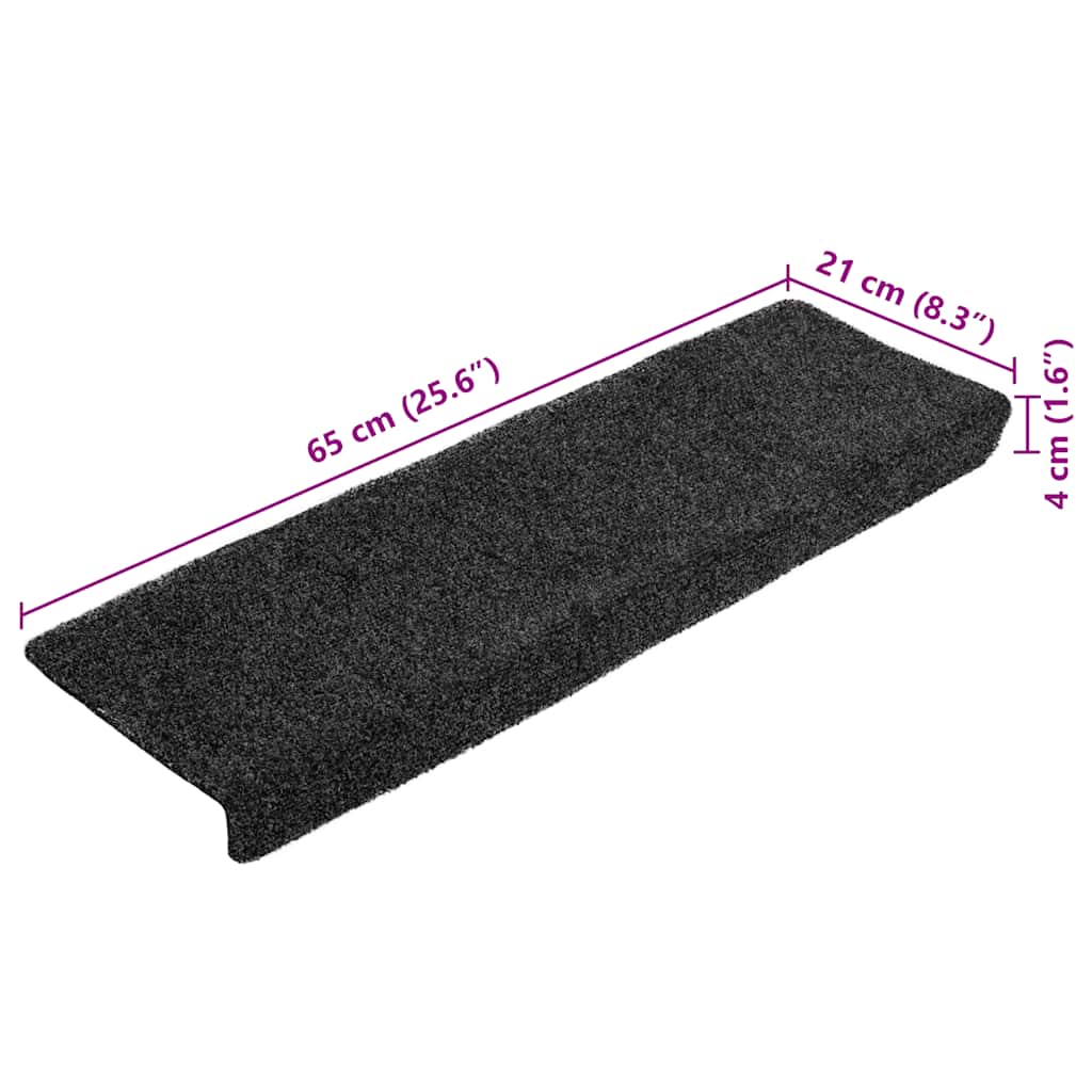 Stair Mats Self-adhesive 20 pcs 65x21x4 cm Grey Rectangular Edge